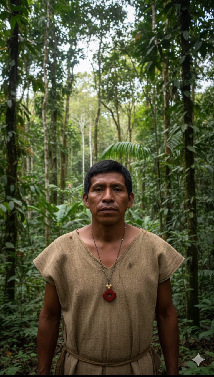 Amazonian man wearing Chakana