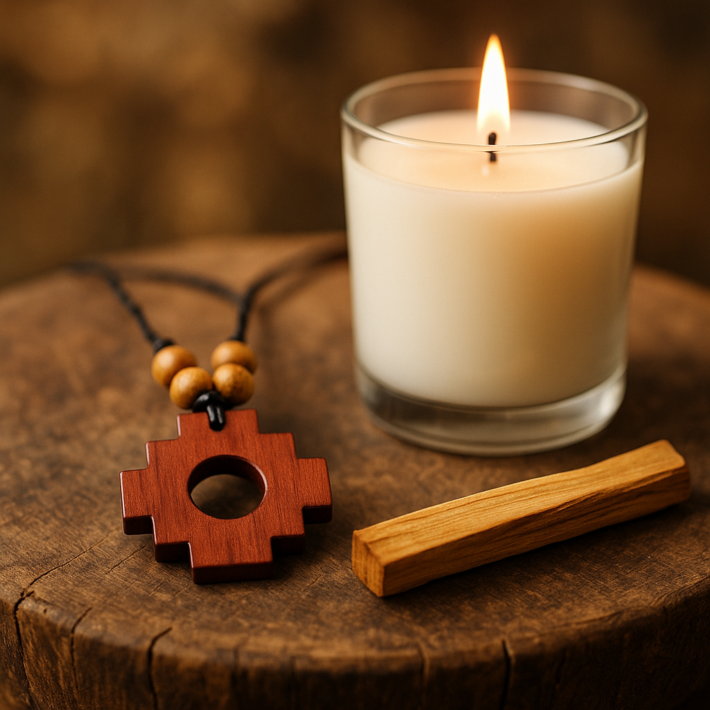 Chakana Ritual Reset Kit with pendant, candle and Palo Santo stick