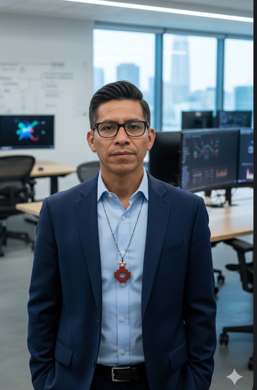Man in suit wearing Chakana